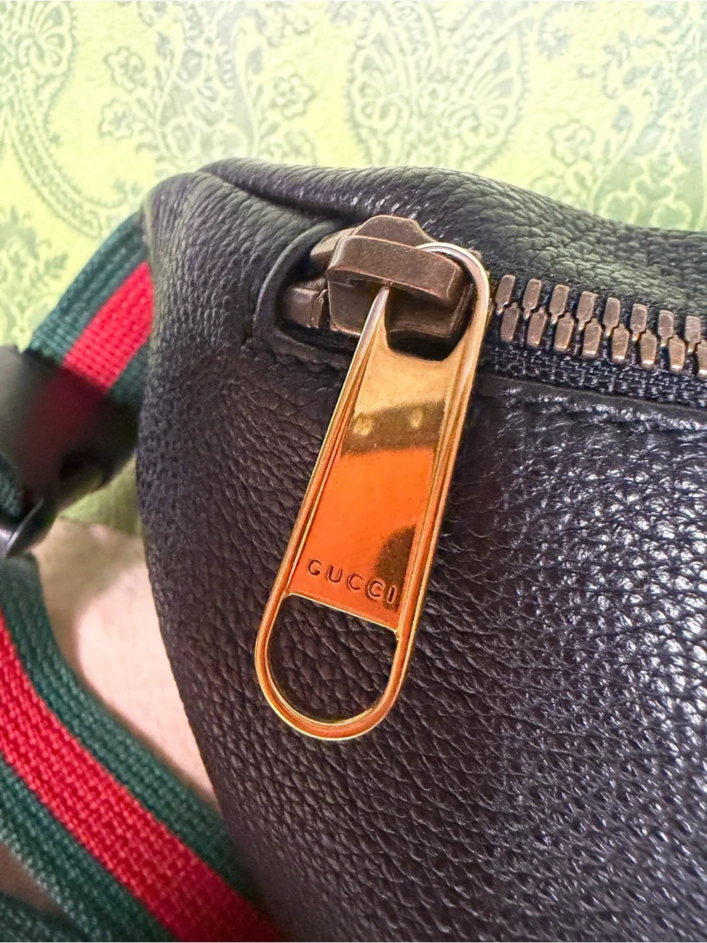 Gucci Print Leather Belt Bag Black Web Stripe Crossbody Waist Bag